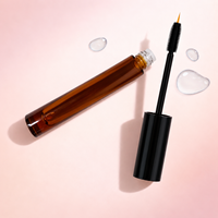 Flacon cylindrique en verre ambré vide de 10 ml, tube de mascara et d'eye-liner double embout avec bouchon et brosse