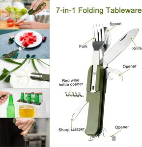 Ensemble de couverts multifonctionnels pliables en acier inoxydable, <span class=keywords><strong>couteau</strong></span>, <span class=keywords><strong>fourchette</strong></span>, <span class=keywords><strong>cuillère</strong></span> et ouvre-bouteille - Product Image 5