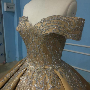 Robes de soirée formelles à sequins dorés de luxe, épaules dénudées, de Dubaï Jancember 9791-1 - Product Image 1
