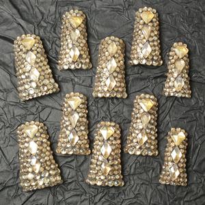 10 pièces de faux ongles en acrylique à couverture complète, peints à la main, en gel, forme longue cercueil/amande, personnalisables, faits main, de luxe, pré-conçus - Product Image 3