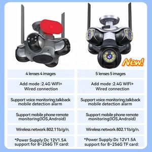 กล้องรักษาความปลอดภัยแบบ Wifi สำหรับใช้กลางแจ้งใช้25MP มีห้าเลนส์หมุนได้720 ° สัญญาณเตือนการตรวจจับการเคลื่อนไหวของมนุษย์ - Product Image 2