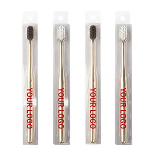 2023 wholesale Cheap high quality OEM custom Logo Home 144 rose gold Hotel soft ultrasoft bristle manual metal Toothbrush