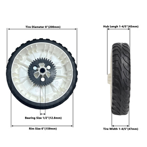 LW0803 Roue et pneus en plastique de rechange pour tondeuse à gazon de 8 pouces pour <span class=keywords><strong>Toro</strong></span> 115-4695 138-3216 avec engrenage en plastique - Product Image 6