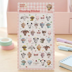 HINAKUU Pegatinas de PVC de pie, Personajes Coreanos Adorables y Suaves, Hoja de Pegatinas 3D Pop Impresas con UV para Diario, Agenda, Portátil - Product Image 2
