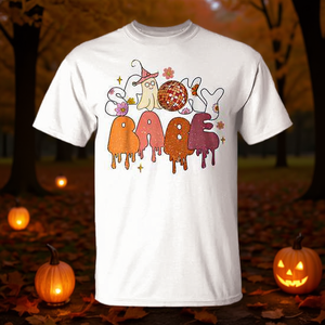 Camiseta Retro de Halloween con Estampado Floral de Fantasmas, Estilo Hippie, para Adultos, Unisex, Cuello Redondo, Manga Corta, Impresión Digital - Product Image 3