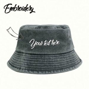 Sombrero de Pescador de Mezclilla Bordado Personalizado Estilo Vintage, Gorra Clásica de Algodón Lavado para Hombres y Mujeres, Uso Diario Informal, Pesca, Esquí - Product Image 4