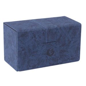 Boîte de rangement double à rabat en PU bleu anti-rayures avec chargement USB intégré pour cartes à collectionner et alimentation électrique - Product Image 1