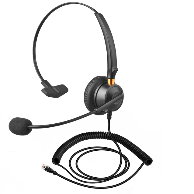 Lantronlife LL-H60 RJ9 Telephone Headset 2.6M Cable Call Center Headphones with Mic for Studio Office Office Work