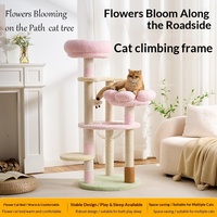 Grand arbre à chat de luxe en bois et peluche, structure d'escalade pour salon intérieur, toutes saisons, avec poste à griffer et abri chaud pour l'hiver