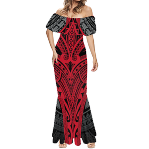Polynesian Puletasi Islander vestidos de graduación 2023 Casual Floral fuera del hombro vestido largo Maxi Verano de talla grande niñas vestidos de fiesta - Product Image 5