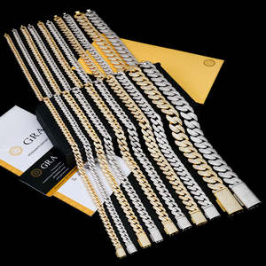 Collar Cubano de Lujo de 8-20mm con Diamantes VVS, Chapado en Oro, Plata 925, Corte Brillante, Certificado GRA, Estilo Hip Hop - Product Image 3