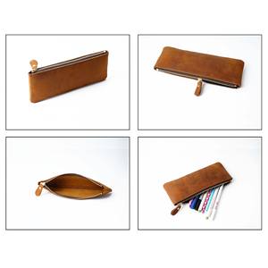 Pazzo Cavallo in vera pelle cerniera semplice piccola borsa da penna in vacchetta scatola personalizzata creatività Vintage cartoleria - Product Image 3