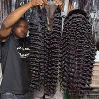 Perruque bouclée profonde 12A en cheveux bruts birmans, perruque 100 % cheveux humains vierges avec cuticules alignées, perruque frontale HD sans colle avec dentelle
