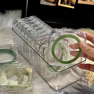 Transparent Jewelry Storage Box Stackable With Lid For Bracelets Necklaces Desktop Organizer Display Case Solid Color 1pc - Product Image 4