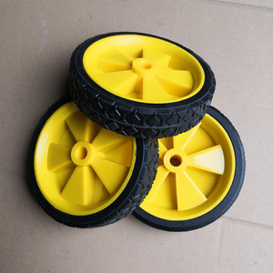 Solid Rubber Wheels 6 Inch Yellow Heavy Duty Caster Wheels <b>For</b> <b>Tool</b> <b>Carts</b> Handcart Parts - Product Image 2