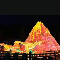 Dino Thème Parc Décoration Festival Chinois LED 3D Dinosaure Volcan Lanterne En Soie à vendre