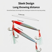 Leurre de pêche jigging en métal à coulée rapide 40g-100g, appât dur pour la pêche au maquereau en eau profonde et salée, double hameçons