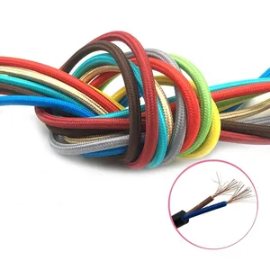 Cable eléctrico redondo de 0,75mm x 2 núcleos, cable de tela trenzada, iluminación, lámpara Vintage Flexible, cable de algodón multicolor