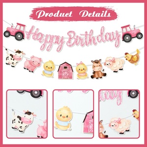 Bannières de fête d'<span class=keywords><strong>anniversaire</strong></span> pour enfants, design sirène de dessin animé avec animaux de <span class=keywords><strong>la</strong></span> jungle, décorations festives en papier, joyeux <span class=keywords><strong>anniversaire</strong></span> - Product Image 6