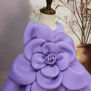 Abito da principessa <span class=keywords><strong>rosso</strong></span> da ragazza con disegno floreale 3D senza maniche abito gonfio per la festa di compleanno della ragazza dei fiori natale - Product Image 5