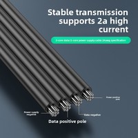 Cable de Silicona Tipo-C/Mini-USB con Conectores en Forma de T Trapezoidal de Doble Curvatura, Compatible con Carga de Datos y Energía de 2A para Cámaras de Coche