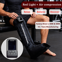 Kabelloser Luftkompressions-Beinmassagegerät mit 660nm 850nm Rotlicht, 5-Kammer-Wärmevibration, wiederaufladbare Entspannungs- und Regenerationsstiefel