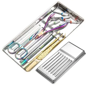 1 pièce Plateau de rangement cosmétique en acier inoxydable, plateau pour équipement de nail art, plateau chirurgical dentaire, plateau pour manucure et faux ongles, outils - Product Image 3