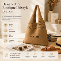 Sac de plage en crochet pour femmes - Grand sac en toile tricoté résistant à l'eau, antivol, thermique et portable avec broderie
