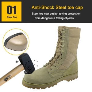 Pelle scamosciata mucca resistente all'abrasione antiscivolo in gomma acciaio Sole protezione della punta da esterno per escursioni nel deserto <span class=keywords><strong>stivali</strong></span> di sicurezza - Product Image 3