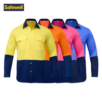 Chemise de travail personnalisée avec logo OEM, bicolore, haute visibilité, manches longues, uniforme de travail pour les ouvriers d'usine