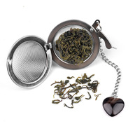 Mitoot Infuseur à thé en forme de cœur en pierre d'agate cristalline, en acier inoxydable 304, infuseur à mailles pour théière, boule à épices KS2085, vente en gros