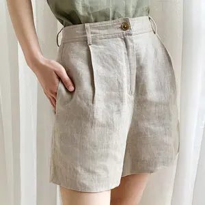 2023 New Fashion pantaloncini di <span class=keywords><strong>lino</strong></span> <span class=keywords><strong>donna</strong></span> estate allentata a vita alta sport Casual Plus Size pantaloncini da <span class=keywords><strong>donna</strong></span> - Product Image 1