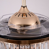 Ventilateur de plafond LED de luxe avec lampe lustre moderne de 42 pouces, pales rétractables, 5 vitesses, télécommande à intensité variable, OEM d'usine