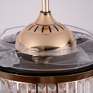 Ventilateur de plafond LED de luxe avec lampe lustre moderne de 42 pouces, pales rétractables, 5 vitesses, télécommande à intensité variable, OEM d'usine - Product Image 5