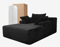 Ensemble de fauteuils inclinables en tissu côtelé compressé avec éponge haute densité pour salon, hôtel, villa - Écologique et pliable