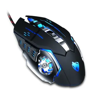 Ratón Usb de alta calidad con luz Led de colores, ratón para juegos 6D Rgb, ratón para juegos ligero programable en blanco y negro