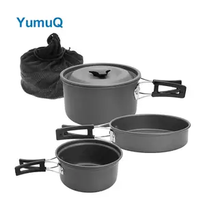 Yumuq 2-3 Persoons 16 Stuks Non-Stick Aluminium Outdoor Camping Alle Beklede Kookgerei Sets Pot Koken