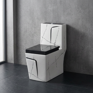 WC monobloc en céramique blanche carrée, à siphon occidental, à poser au sol, pour salle de bain d'hôpital - Product Image 1