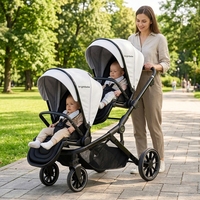 Poussette double multifonctionnelle Brightbebe pliable en alliage d'aluminium certifiée EN1888 pour nourrissons, tout-petits et nouveau-nés