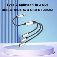Kabel adaptor Splitter tipe C, 1 3 USB-C Male 3 USB-C Female panjang 5m OTG kemampuan transmisi Data pengisi daya Multi-Port