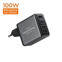 Chargeur de voyage rapide USB-C 4 ports 100W PD/GaN avec prise pliable QC3.0, protection OTP/OVP pour ordinateur portable, téléphone et montre connectée