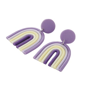 Boucles d'oreilles clous géométriques en forme de U, douces et simples, en argile polymère, faites à la main, arc-en-ciel, pour l'été - Product Image 1