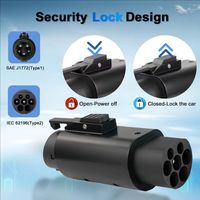 Adaptateur de charge pour véhicule électrique 32A 7KW IEC 62196 Type 2 vers Type 1, adaptateur de charge rapide pour voiture électrique SAE J1772 avec verrou antivol