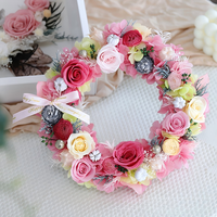 Corona de Rosas Preservadas al por Mayor, Decoración Floral Eterna Hecha a Mano para Bodas, Día de la Madre, Graduaciones, Larga Duración de 3 a 5 Años