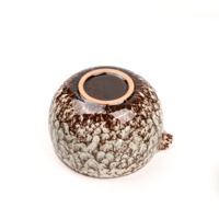Ensemble deux pièces bol à matcha et fouet en céramique de grès de style japonais, émaillé réactif et à effet de four, de la dynastie Song, pour la cérémonie du thé