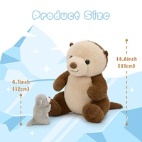 Peluche douce d'otère de mer avec bébés à l'intérieur, jouet en peluche pour enfants et animaux marins