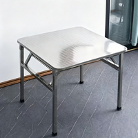 Table carrée pliante moderne et légère en acier inoxydable pour intérieur/extérieur Garden Party Camping BBQ Etc.
