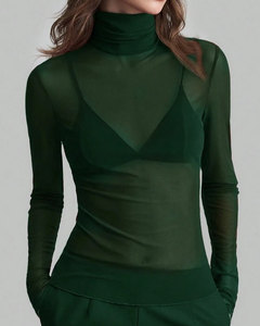 Chemisier élégant ZONA pour <span class=keywords><strong>femme</strong></span>, en maille, à <span class=keywords><strong>col</strong></span> montant et manches longues, coupe ajustée, pour la vente en gros et la personnalisation - Product Image 2