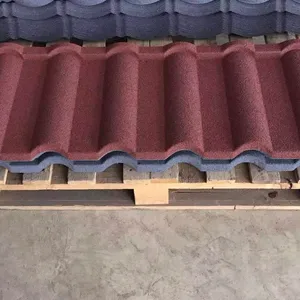嘉诚铝锌石材涂层钢屋面板低价黑色瓦彩色涂层金属屋顶。