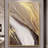 Lienzo moderno arte de la pared decoración obra de arte hecha a mano abstracta dorada y gris pintura al óleo abstracta hecha a mano